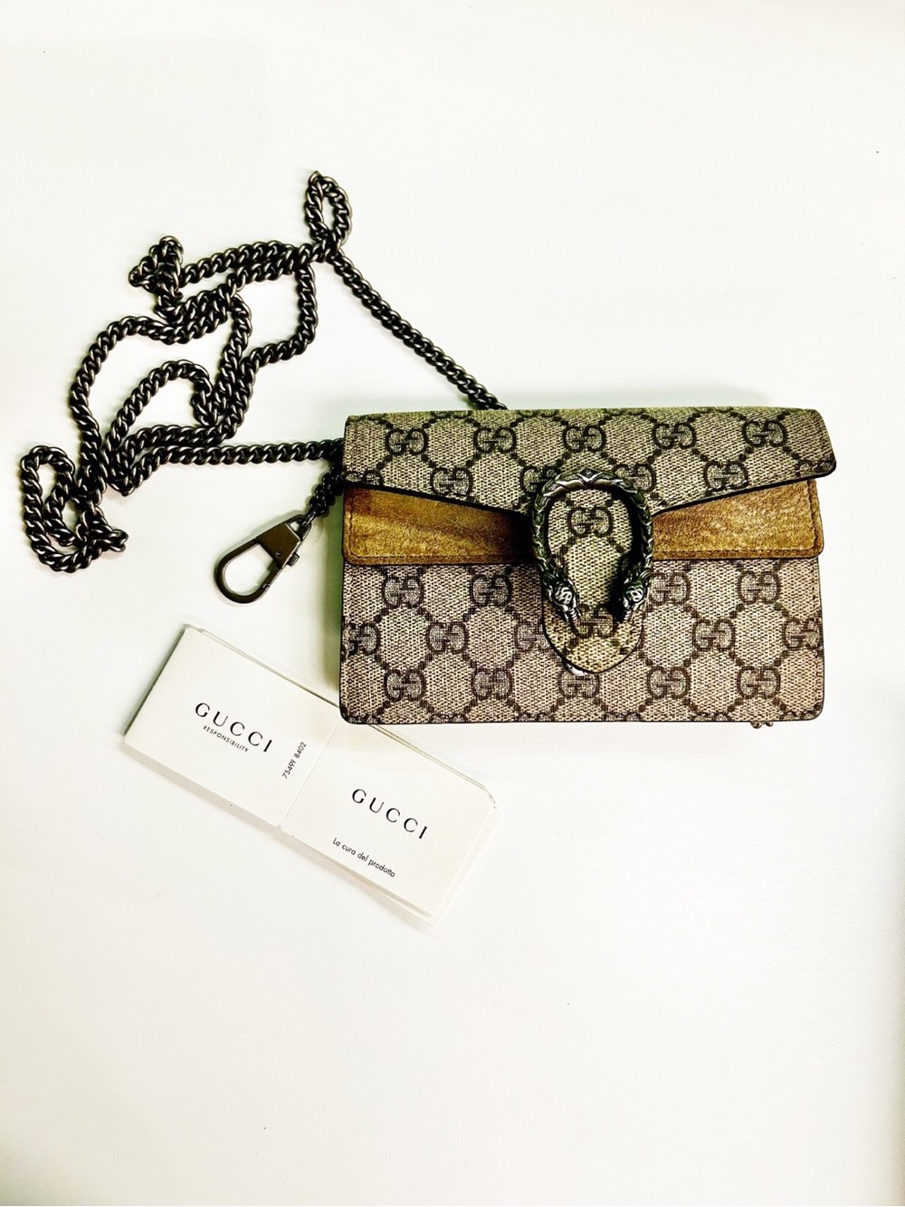 Authentic Gucci GG Supreme Dionysus Mini - Beige Brown Monogram Crossbody